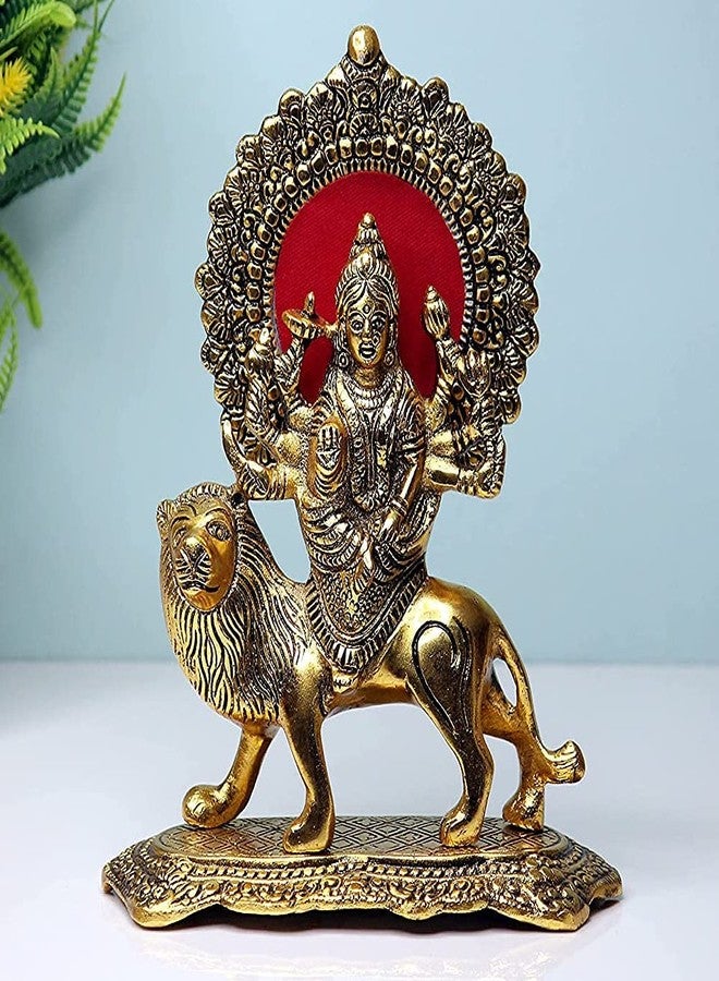 CHHARIYA CRAFTS Durga Maa Murti لتحفة ديكور المنزل - 20 سم (معدن، ذهبي) - Image 1